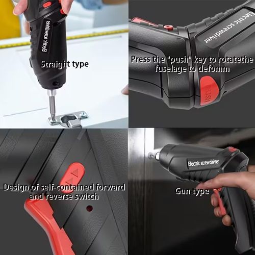 Electric Screwdriver, Cordless Screwdriver Rechargeable, Power Drill Screwdriver Set, Screw Gun with Torque Setting, 2 Position Handle with LED Light