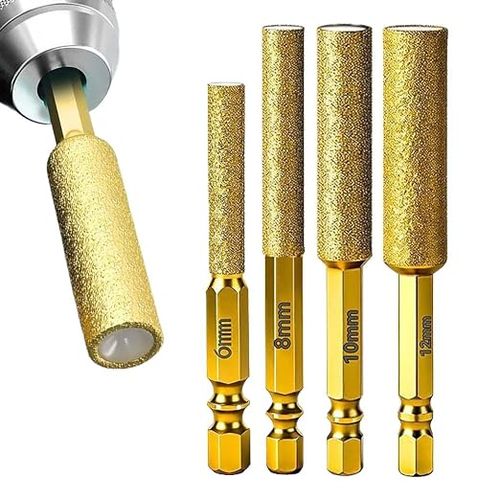 Hex Perfect Hole Drill Bit,4Pcs Diamond Coated Hole Saw Core Drill Bit,High Hardness,with Non Slip  Hex Shank for Dry Drilling and Grinding Integration,for Porcelain Tile Marble Glass Ceramic