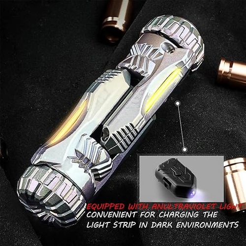 SKEDC Fidget Toys Adults, Alloy Fidget Slider Fidget Clicker Fidget Spinner, EDC Laucher Toy ADHD Tools Executive Desk Toy for Keep Focus & Relief Stress, Cool Gadgets for Men (Night Light Black)