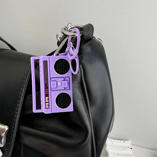 Fashion Retro Radio Shape Keychain Bag Hanging Nostalgic Tape Recorder Pendants Craft Small Speakers Key Holder Girl