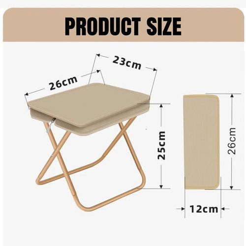 Portable Stool Outdoor Portable Queuing Folding Stool Handbag Storage Fishing Stool Travel Small Bench Camping Folding Chair Folding Stool(Khaki,11.4 * 9.8 * 12.2in)