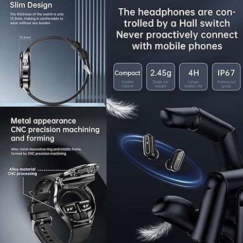 X10 2 in 1 Smart Watch with Earbuds 1.39 Smartwatch TWS Bluetooth Earphone Health Monitor Sport Watch Fitness Tracker