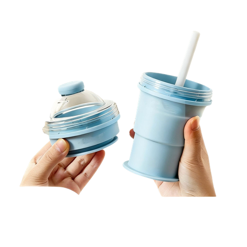 2-in-1 Foldable Silicone Ice Ball Maker Cup — Reusable, Portable Ice Ball Mold with Straw Lid, Ideal for Summer Outdoor Activities (Blue)