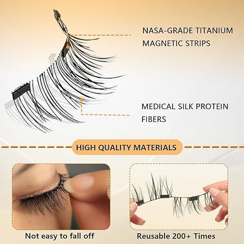 Magnetic Eyelashes with Applicator Eye Lashes Magnet No Glue Needed Reusable Magnetc Eyelash Natural Wispy Magneti Lash without Eyeliner Lightweight & Waterproof for All-Day Wear