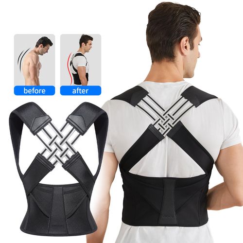 Corrector for Women and Men,Adjustable Shoulder Straightener,Back Support Brace,Upper Spine scoliosis, hunchback Black Large