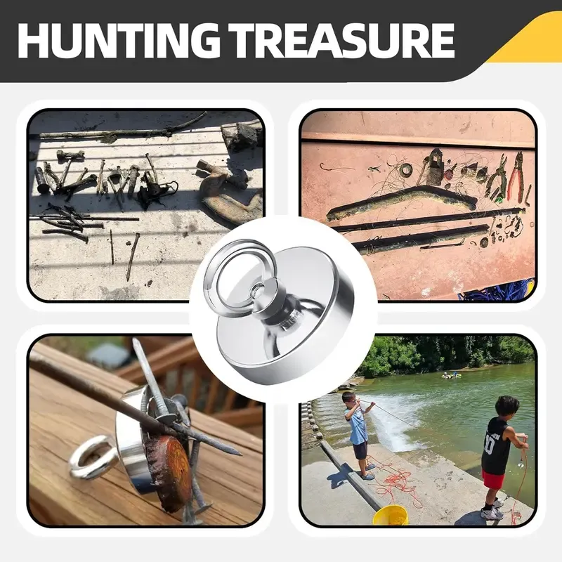 290lbs Powerful Neodymium Search Magnet with Countersunk Hole - Ultimate Recovery Tool for Metal Detecting & Salvage in Outdoor Areas