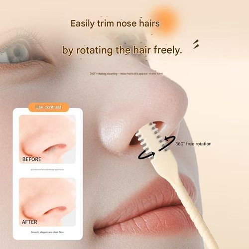2-in-1 Nasal Hair Cutter for Women,2pcs Double Sided Nasal Hair Cutter,Nostril Hair Remover Tool, 360° Rotating Nose Hair Trimmer with Ear Digger for Men and Women Manual Nose Hair Trimmer