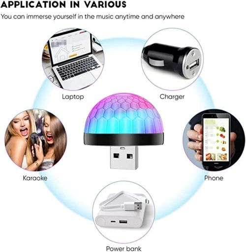 Voice-Controlled USB Mini Disco Ball Light Portable Led Strobe Party Lamp Sound Activated Dj Lighting for Home Bar Christmas Karaoke