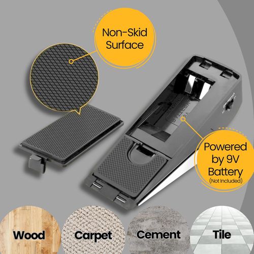 Door Stop Alarm with 120 dB Siren – Portable Travel Door Stopper Alarm Wedge for Hotel, Apartment & Dorm Security – Battery-Operated, Black, 1-Pack