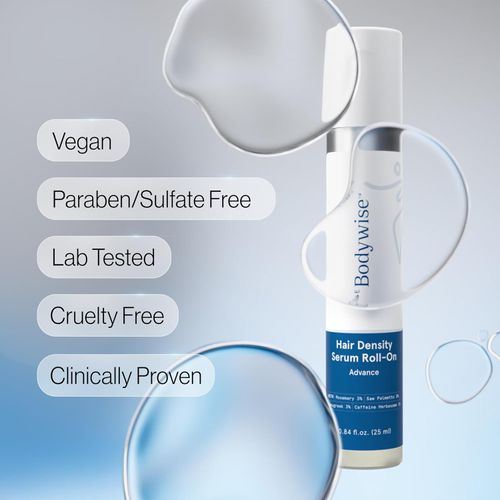 Be Bodywise Rosemary Hair Growth Roll-On Serum contains 3% rosemary, 3% redensy, and 2% anagain. This DHT-inhibiting scalp serum promotes oxygen delivery and reduces hair loss. Paraben-free and suitable for both men and women.