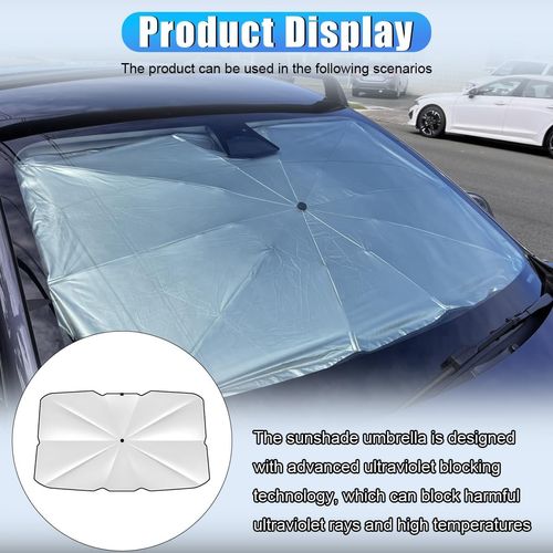 Car Windshield Sunshade Umbrella, Portable Auto Interior Front Window Heat Insulation Protector Cover, Vehicle UV Rays Blocker Camping Accessory Keep Car Cool for SUV, Sedan (Small)