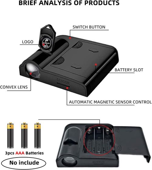 Car door light sign projector - 2 blue Batman wireless LED car door sticker lights - universal, suitable for most carstrucksSUVs