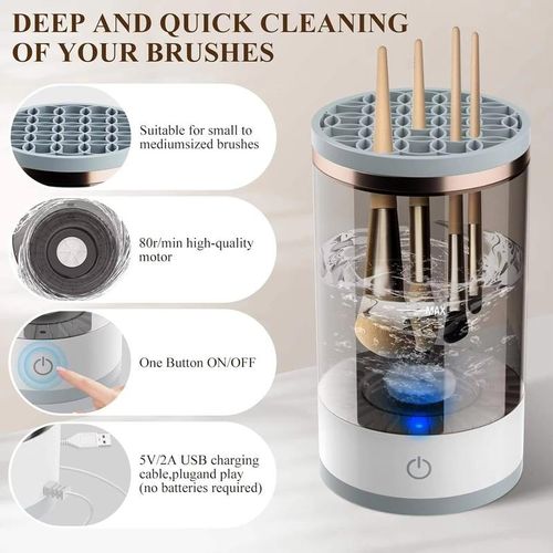 Makeup Brush Cleaning Machine - Automatic Cosmetics Brush Cleaner, Electric Make-up Brush Cleaner and Dryer, Dust-proof Beauty Brushes Organizer, Birthday Gift for Ladies