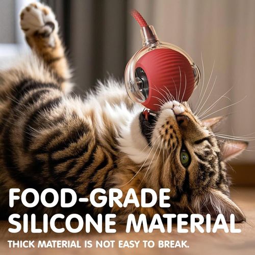 Durable Interactive Cat Toys for Indoor Cats, Smart Automatic Cat Chase Ball Toy, Upgraded Speedy Tail Kitten Toy for Bored Indoor Adult Pets (Red)