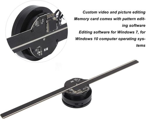 16.5in 3D Hologram Fan Advertising Display, Holographic 3D Photos Videos, APP, HD Naked Eye 3D Display LED Fan, 16GB 2 Leaves 224 LEDs, 3D Holographic Fan Projector for Store