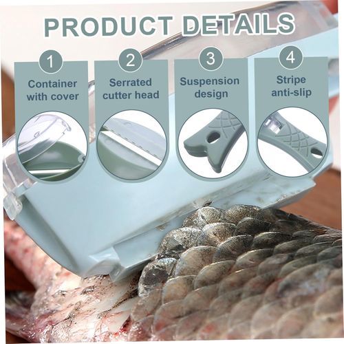 Fast Remove Fish Skin Scraping Brush Fishing Scale Brush Graters Cleaning Peeler Plastic Scraper Kitchen Cleaning Fishes Knife(Blue)