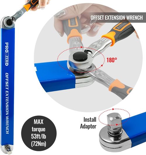 Impact Ready Offset Extension Wrench, Tight Reach Extension Wrench Set