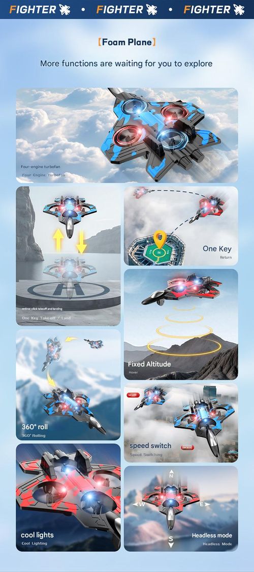 V2 Remote Control  Airplane Drone Hovering Flight Fighter Altitude Hold Rolling Stunt Toy