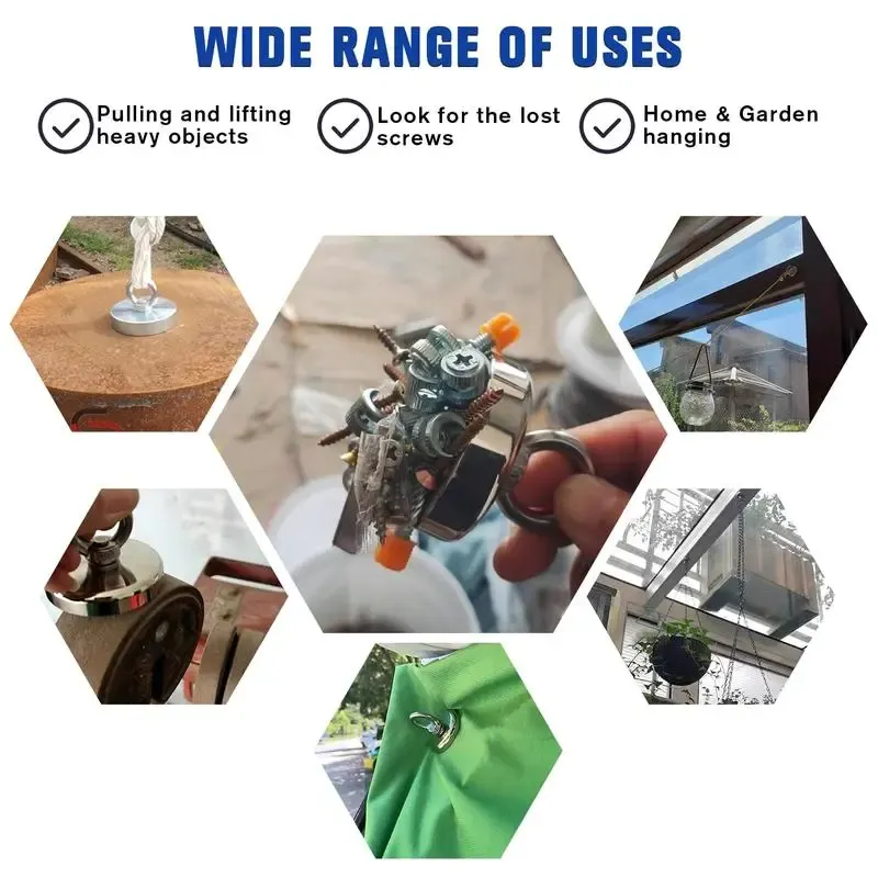 290lbs Powerful Neodymium Search Magnet with Countersunk Hole - Ultimate Recovery Tool for Metal Detecting & Salvage in Outdoor Areas