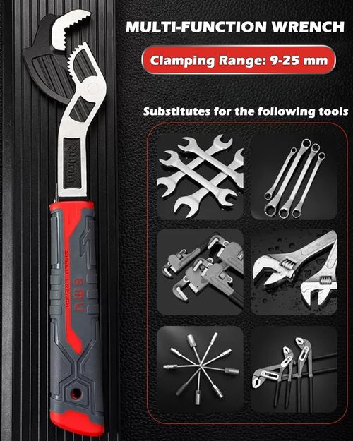 8  Self-Locking Pipe Wrench, Industrial Heavy Duty Universal Spanner Tool