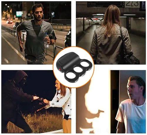 Knuckle Stun Ring  Battery Electric Guard Stun Ring with Switch Compact Stun Self Defense for Women and Men