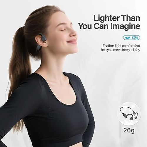 New Bone Conduction Headphones, Open Ear Bluetooth 5.4, Lightweight Skin-Friendly, IPX5 Sweat Resistant, 12Hrs Playtime Sports Wireless Earbuds with Built-in Mic for Running, Gym, Cycling, Outdoor