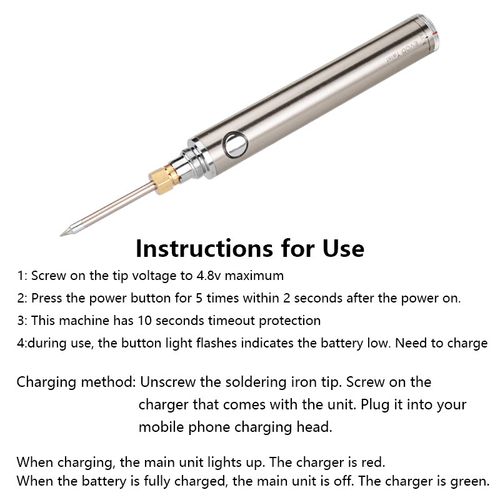 Soldering Iron, 5V 8W Portable Soldering Gun, Small Iron Solder, USB Safe Welding Repair Tool, Fast Cooling & Heating Soldering Irons, Adjustable Temperature, Wireless Charging