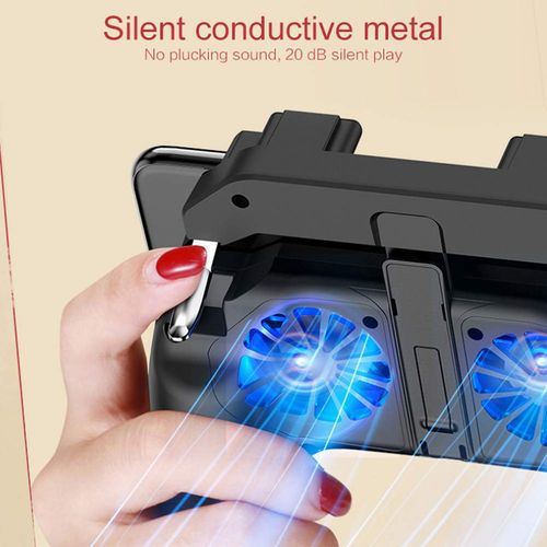 4 Fingers Gaming Grip with Dual Cooling Fan Game Mobile Controller Game Trigger Joystick Gamepad for PUBG Mobile Rules of Survival Survivor Royale Critical Ops video game