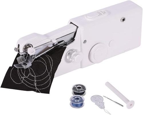 Portable Sewing Machine, Professional Mini Sewing Electric Handheld Quick Stitch Tool Suitable for Beginners DIY Fabric Kids Pet Clothing CurtainWhite regular set (2 coils + 1 needle + 1 needle threader + 1 extension rod)