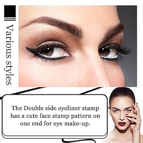Buy one get one free 2 pieces in total Eye Liner Stamp, Delineadores De Doble Punta, Delineador De Ojos Waterproof, Sin Manchas, Secado Rápido, Y Precisos, Larga Duración, En Negro Y Marrón, 1,05ml