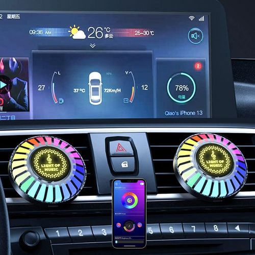 Car Air Freshener with LED Aroma Vent Clip Car Music Rhythm Atmosphere Light Auto Interior Perfume Diffuser Fragrance Accessorie