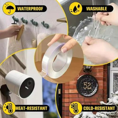 Multipurpose Clear Nano Gel Tape, Removable No Trace Acrylic Double Sided Tape 3cm x 2m 2mm