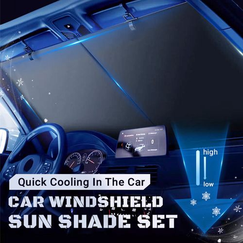 2Pcs Car Windshield Sun Shade Retractable Adjustable Truck Vans Front Window Sunshades Blocks Rays and Heat Sunshade for Vans