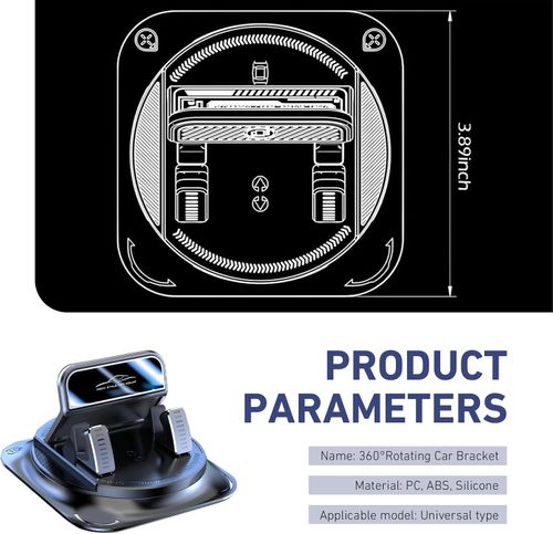 Car Phone Holder Super Stable Car Phone Mount: 360° Rotation + Non-Trace Silicone Base – Anti-Shake Holder