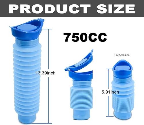 750ML Emergency Urinal, Pedestal Urinal, Pocket Toilet for Men Women, Pee Bottles with Sealed Lid Collapsible Portable Urinals for Camping Travel Car Traffic
