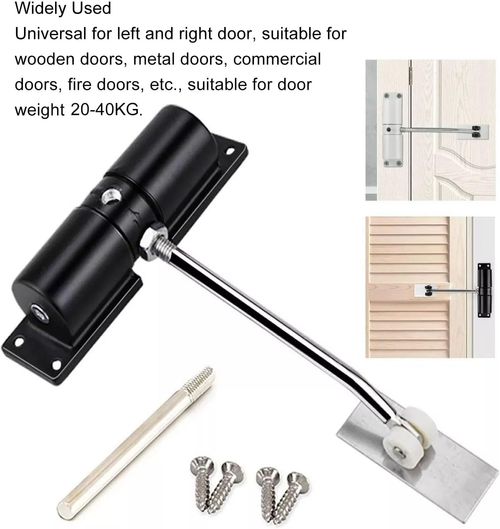 Hinge, Black Door Closer, Automatic Spring Hydraulic Door Closer, Closing Speed Adjustable, Commercial and Household 45~60kg Weight Door, QPWY787870