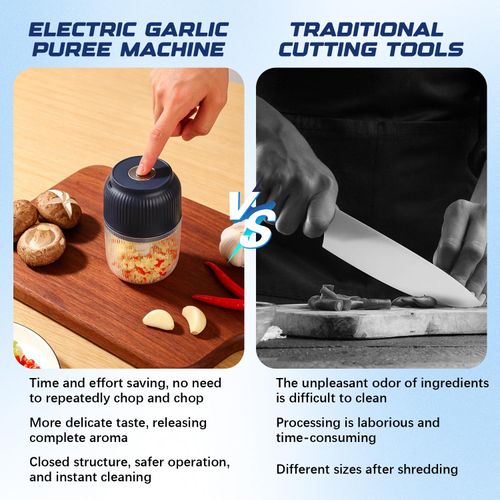 Electric Garlic Chopper 350ml, Cordless & Powerful 3 Stainless Steel Blades