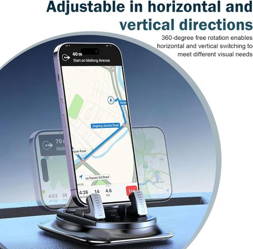 Car Phone Holder Super Stable Car Phone Mount: 360° Rotation + Non-Trace Silicone Base – Anti-Shake Holder