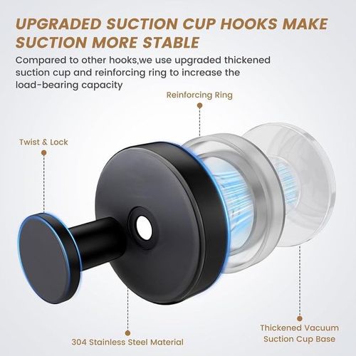 Vacuum Suction Hooks - Strong Hold Removable Hooks for Towels, No Damage to Smooth Surfaces