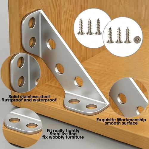 box 20 Pack Aluminum Corner Brace 90 Degree with 140 Screws, L Shape Angle Bracket for Furniture Wood Cabinet Drawer, Silver