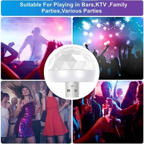 Voice-Controlled USB Mini Disco Ball Light Portable Led Strobe Party Lamp Sound Activated Dj Lighting for Home Bar Christmas Karaoke