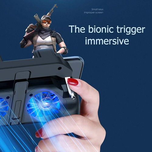 4 Fingers Gaming Grip with Dual Cooling Fan Game Mobile Controller Game Trigger Joystick Gamepad for PUBG Mobile Rules of Survival Survivor Royale Critical Ops video game