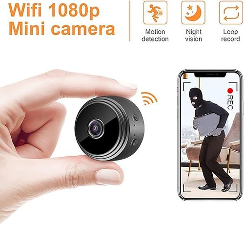 2026 New Upgrade Magnetic Mini Watcheye Security Cam, 1080P Wireless Surveillance Cameras with Motion Detection, HD Night Vision & Smartphone App for Home, Indoor, Outdoor (Black)