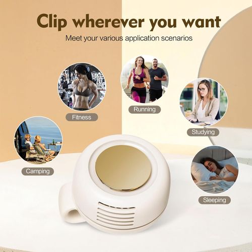 Portable Silent Mini Bladeless Electric Fan,Small fan Clip on for Shirt & Waist,2026 New Mini Bladeless Fan Clip On,Adjustable 3-Speed For Outdoor & Travel & Office, Travel Accessories, Gift (white)