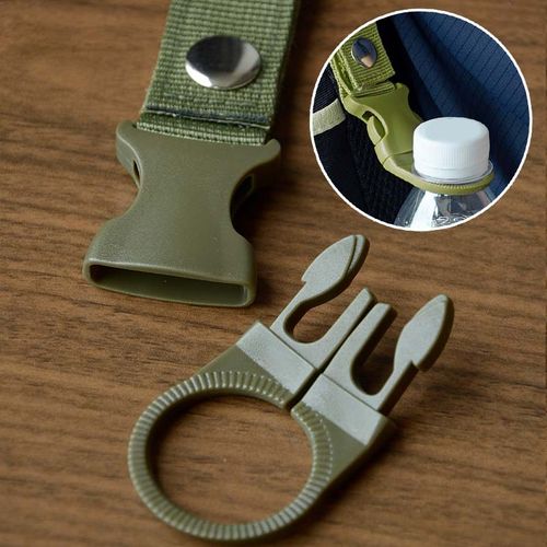 Bottle Hanging Buckle Clip, Multifunctional Elastic Buckle Water Bottle Hook Holder Outdoor for Traveling for Camping Hiking(ArmyGreen)