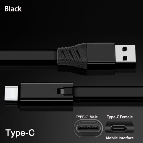 Repairable Micro USB cable, USB Type-C cable, Lightning cable, reusable, supports fast charging, 1.5 meters (black).
