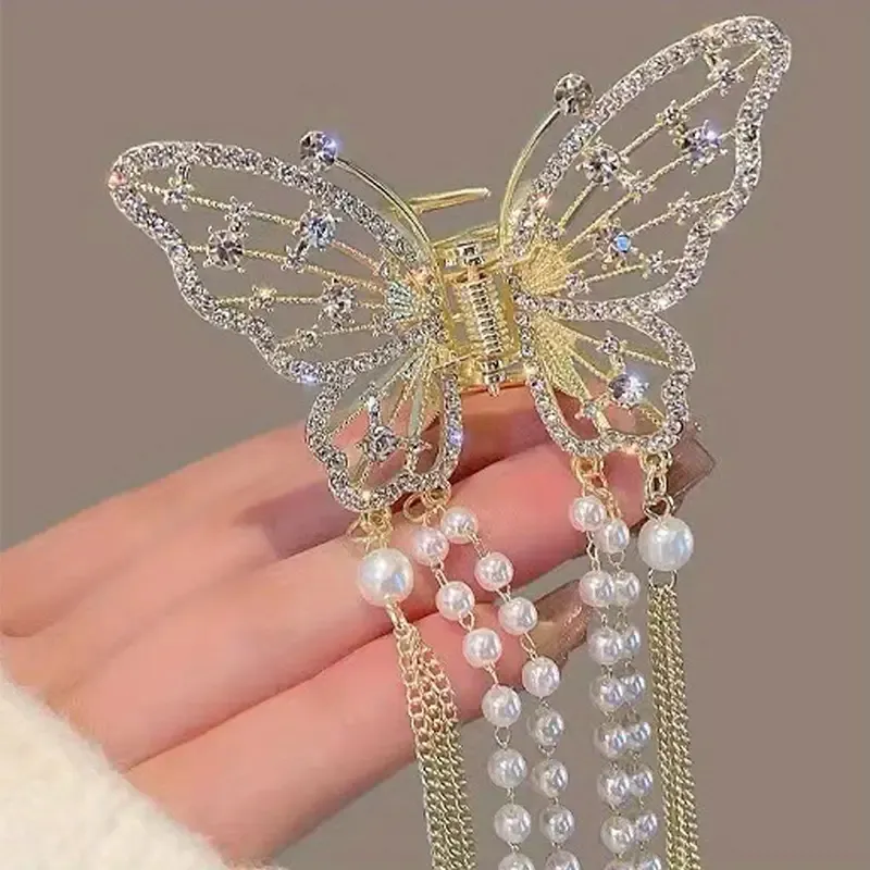 Butterfly Metal Hair Clip Fashion Shiny Rhinestone Hair Clip Strong Styling Hair Accessories Suitable for Women Girls Thinner and Thick Hair  Its time to shine with bespoke hair accessories made just for YOU. Turn your vision into a one-of-a-kind piece that tells your story. Order now and get ready for endless compliments!