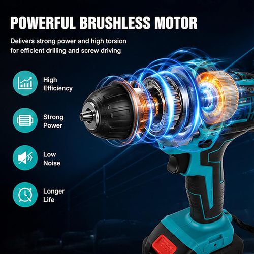 21V Cordless Drill Driver Set, 2 Speed Electric Drill Kit with 25 3 2 Torque Settings, LED Light, Rechargeable Battery and Bits for Home Repair, Wood, Metal, DIY Projects(Yellow)