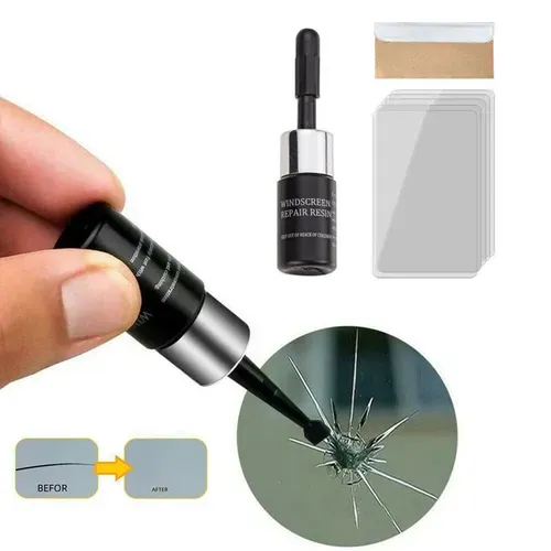 Windshield Repair Kit, Windshield Chip Repair Kit, Upgrade Car Windshield Crack Repair Kit, Glass Repair Liquid for Cracks and Chips, Cracks Gone Glass Repair Kit All Crack Types (Transparent)