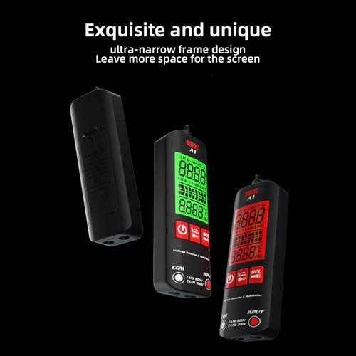 BSIDE A1 Mini Multimeter LCD Digital Tester Voltage Detector 2000 Counts DCAC Voltage Frequency Resistance NCV Continuity Live Wire Neutral Wire Check True RMS Meter with Storage Zipper Case